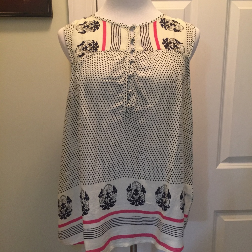 Lucky Brand cotton blue/pink/cream top